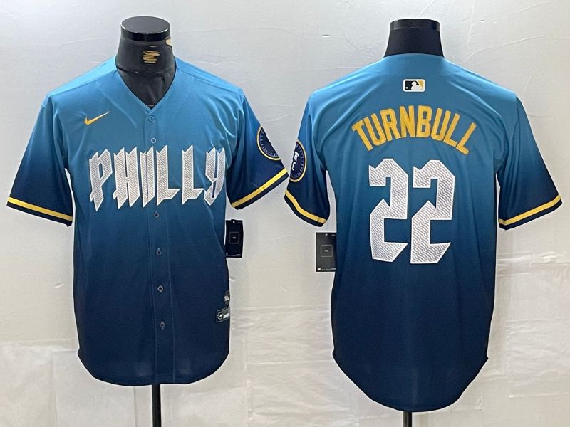 Men Philadelphia Phillies 22 Turnbull Blue City Edition Nike 2024 MLB Jersey style 1
